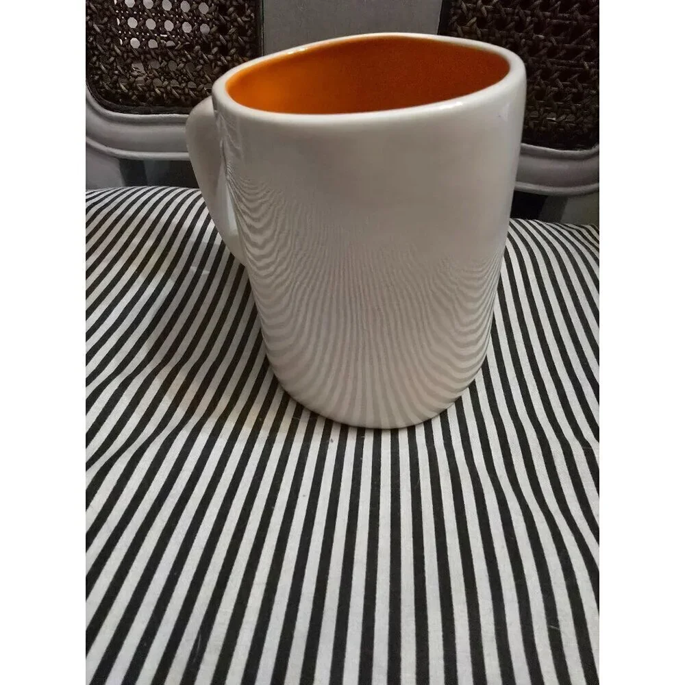 Rae Dunn Halloween Scary Spiders Icon Mug Orange Interior